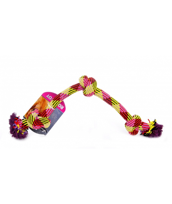Игрушка для собак "Плетеная цветная веревка с 3 узлами", 61см/ Woven rope 3 knots 61cm 405 – 455 g, mixed colors (3/36) 140802