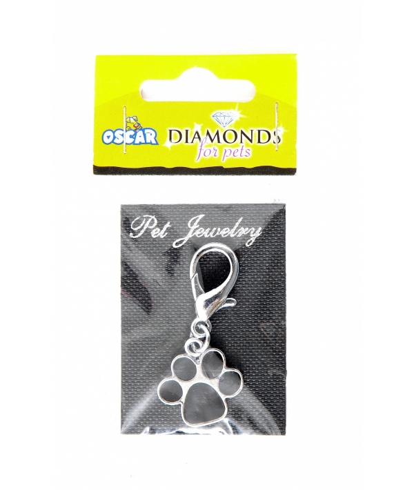 Украшение на ошейник "Лапа", 4,5*2*0,5 см (Jewelry diamond paw black) 52587