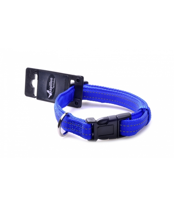 Светоотражающий ошейник, нейлон 15мм – 26 – 40см, синий (Reflective nylon adjustable collar, 15 mm x 26 – 40 cm, colour blue) 170234