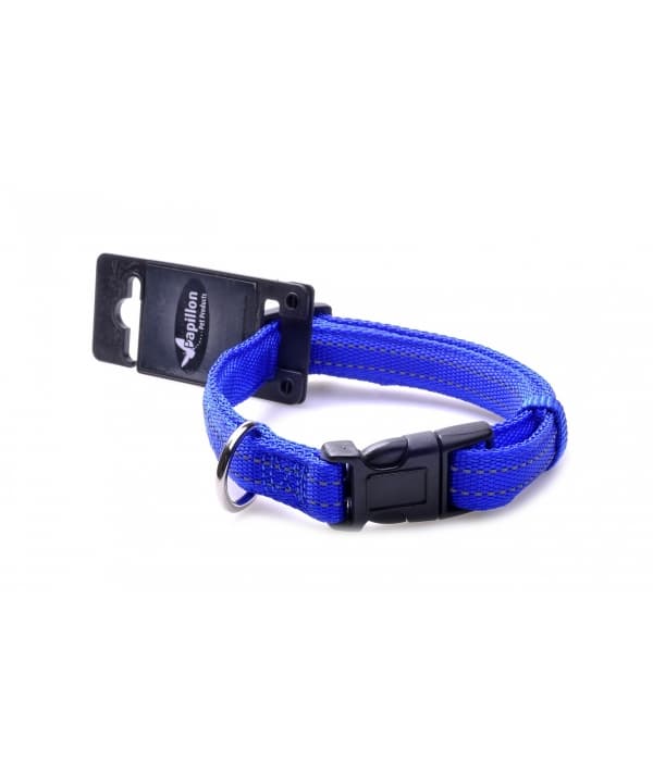 Светоотражающий ошейник, нейлон 15мм – 26 – 40см, синий (Reflective nylon adjustable collar, 15 mm x 26 – 40 cm, colour blue) 170234