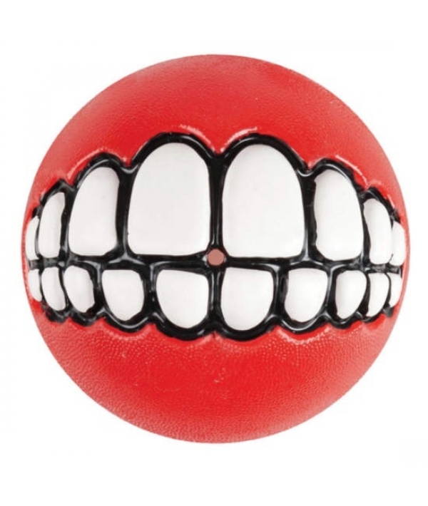Мяч с принтом зубы и отверстием для лакомств GRINZ большой, красный (GRINZ BALL LARGE) GR04C