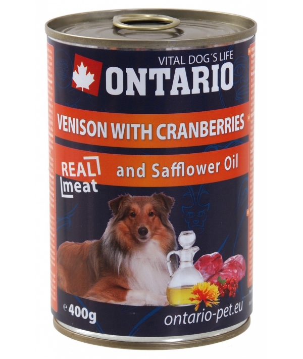 Консервы для собак: оленина и клюква (ONTARIO konz.Venison,Cranberries,Safflower Oil 800g) 214 – 2194
