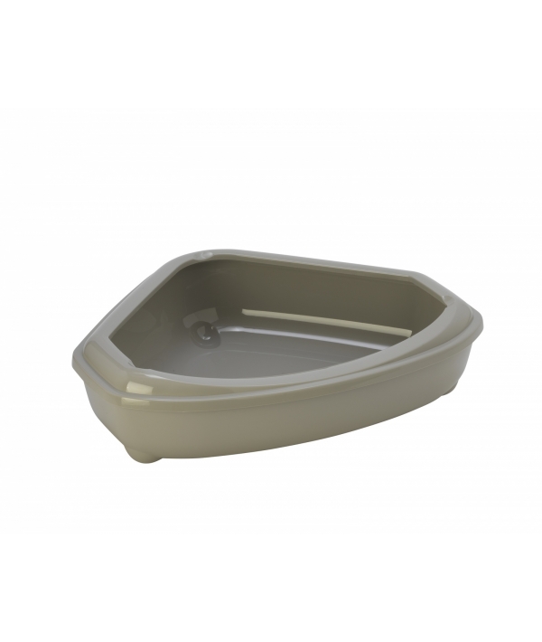 Туалет – лоток угловой с рамкой corner+rim, 55х45х13, теплый серый (corner tray with rim) MOD – C146 – 330.