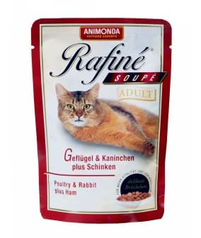 Паучи для кошек с птицей, кроликом и ветчиной (Rafine Soupe Adult) 83655/83481/83655/83790