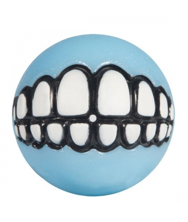 Мяч для щенков с принтом зубы и отверстием для лакомств GRINZ малый, голубой (PUPZ GRINZ BALL SMALL) GR201Y