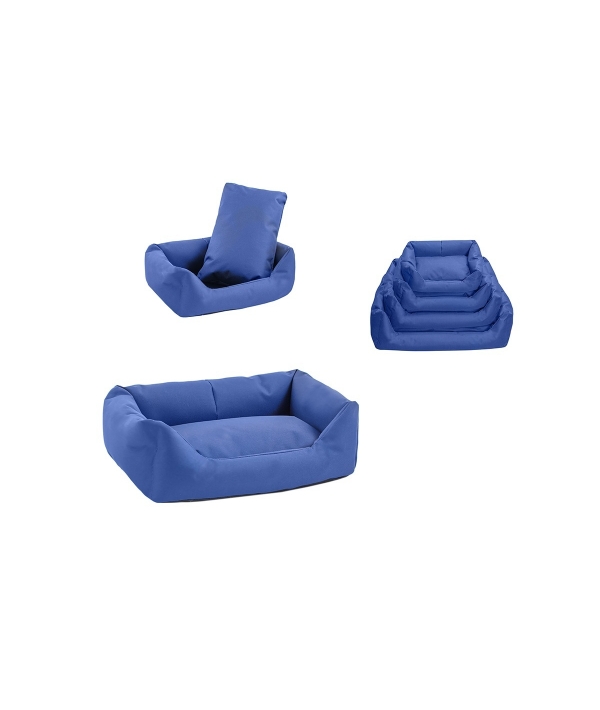Лежак прямоугольный с подушкой №2, 71*51*21см тёмно – синий (9402син)