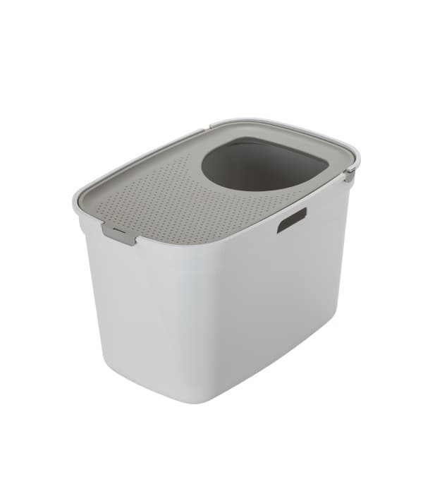 Закрытый туалет для кошек Top cat, белый с теплым серым 59 x 39 x 38 см (White with Warm Gray lid) MOD – AG50 – 0027 – 0000