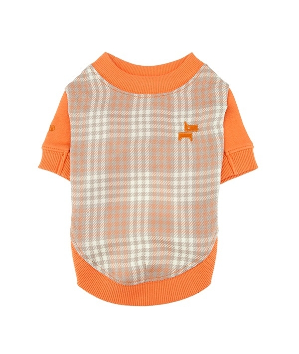 Теплая футболка в клетку с контрастными рукавами "Джаспер", оранжевый, размер M (длина 25 см) (JASPER/ORANGE/M) PAPD – TS1352 – OR – M