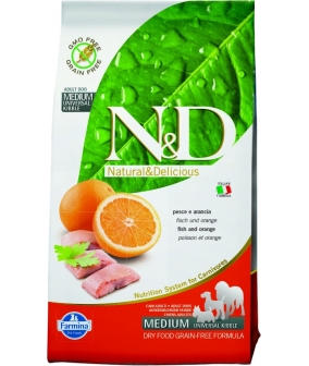 N&D GF Беззерновой корм для собак средних пород с рыбой и апельсином 1052
