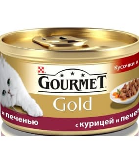 Кусочки в подливке Gourmet Gold с курицей и печенью для кошек – 12318133/12130919