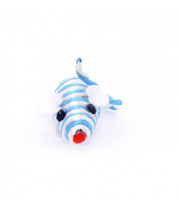Игрушка для кошек "Полосатый мышонок", 5см (Mouse blue/white) 240037