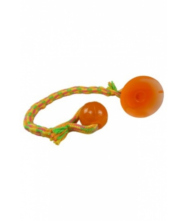 Игрушка для собак "Канат с резиновым мячиком на присоске", 60 см / Bungee rope toy 60 cm with TPR sucker and ball 140877