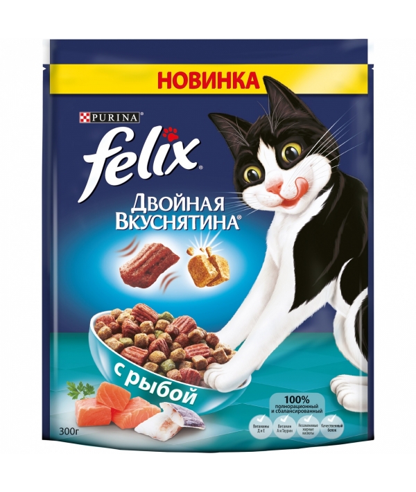 Сухой корм для кошек "Двойная вкуснятина" с рыбой 12367740/12367744