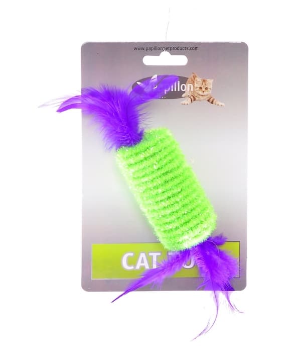 Игрушка для кошек "Рулет с перьями" 10см (Roller with rattle and feather 10 cm on card) 240049