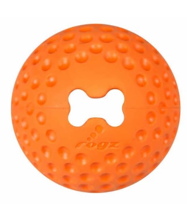 Мяч из литой резины с отверстием для лакомств GUMZ средний, оранжевый (GUMZ BALL MEDIUM) GU02D