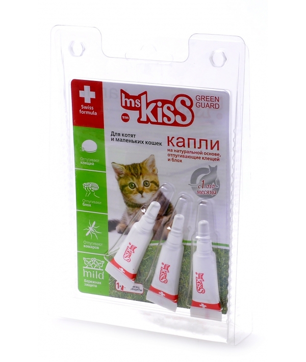 Капли репеллентные для котят и мелких кошек весом до 2 кг , 3шт по 1 мл МК05 – 00350