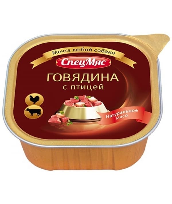 Консервы для собак СпецМяс Говядина с птицей (5374)