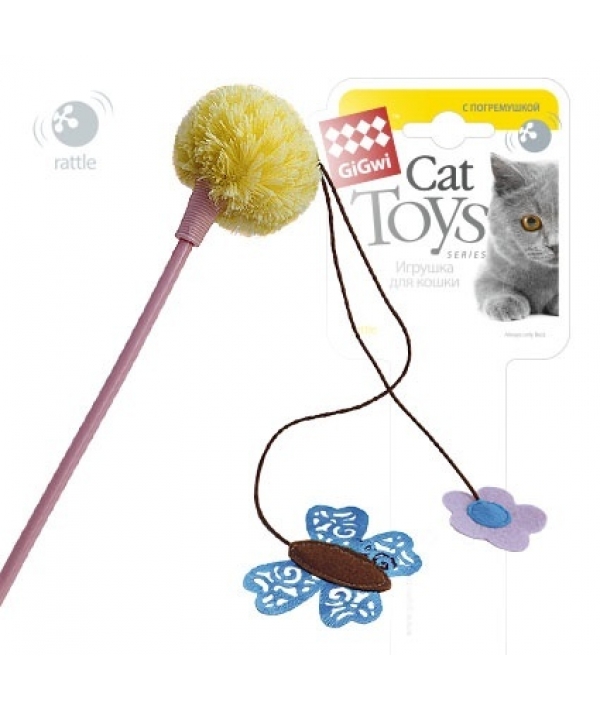 Игрушка для кошек Дразнилка с бабочкой и с текстильным помпоном (75266)50333/58602