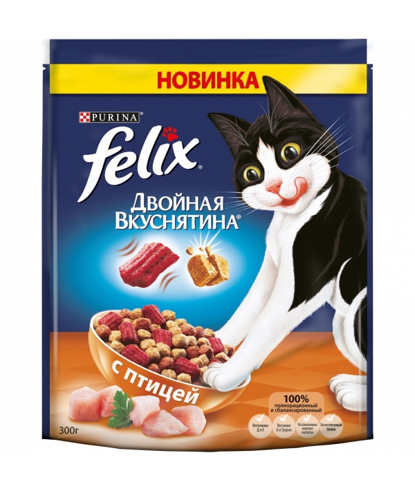 Сухой корм для кошек "Двойная вкуснятина" с птицей 12367741 / 12367745