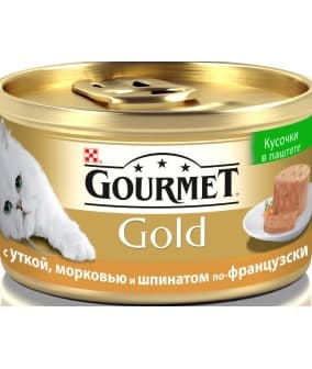 Кусочки в паштете Gourmet Gold с уткой, морковью и шпинатом по – французски для кошек – 12254204/12318157