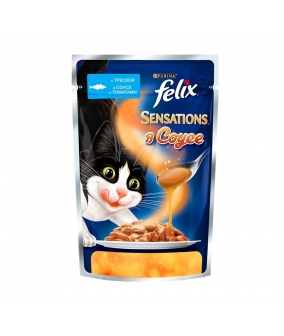 Sensations кусочки в соусе для кошек Треска с томатом 12318966