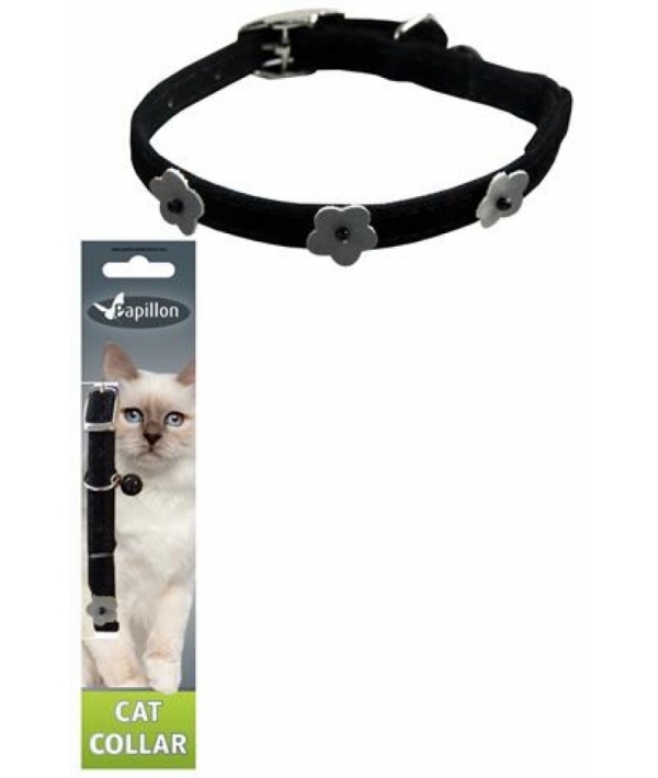 Светоотражающий ошейник для кошек 10мм – 28см, черный (Reflective velvet cat collar 10 mm x 28 cm, colour black) 270101