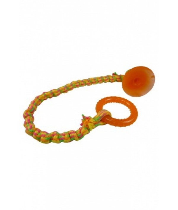 Игрушка для собак "Канат с резиновым кольцом на присоске", 85 см / Bungee rope toy 85 cm with TPR sucker and ring 140878