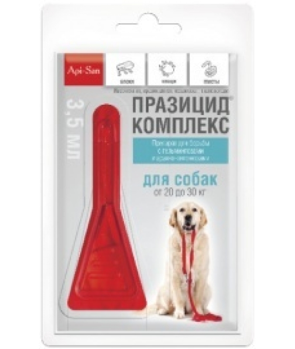 Празицид – Комплекс 3 в 1 для собак 20 – 30 кг: от глистов, клещей, вшей, 1пипетка