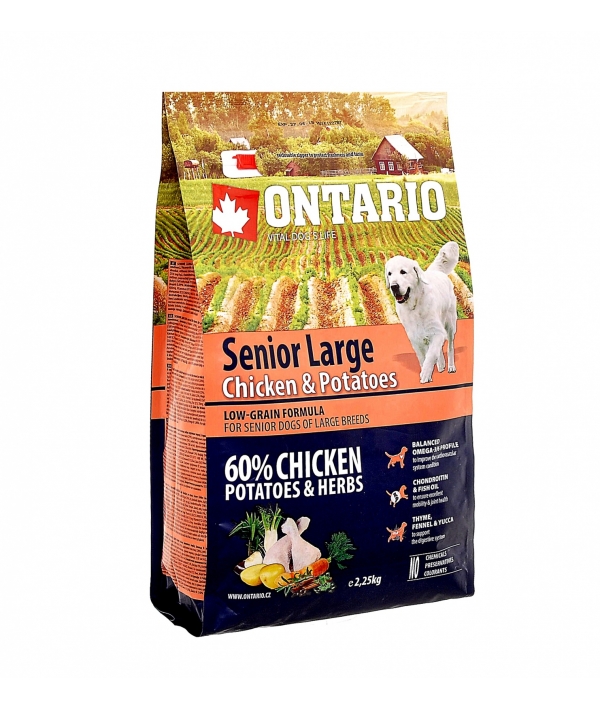 Для пожилых собак крупных пород с курицей и картофелем (Ontario Senior Large Chicken & Potatoes 2,25kg) 214 – 11435