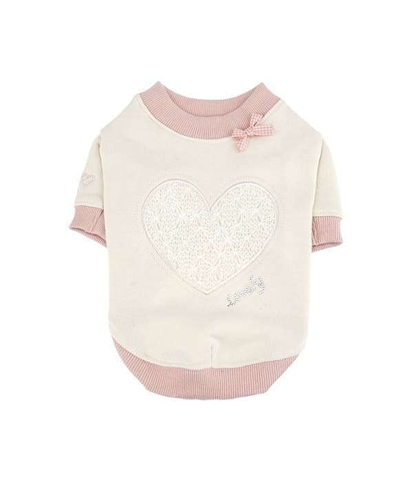 Футболка с аппликацией Кружевное сердце, розовый, размер L (SEVIL/INDIAN PINK/L) NAPD – TS7157 – IP – L