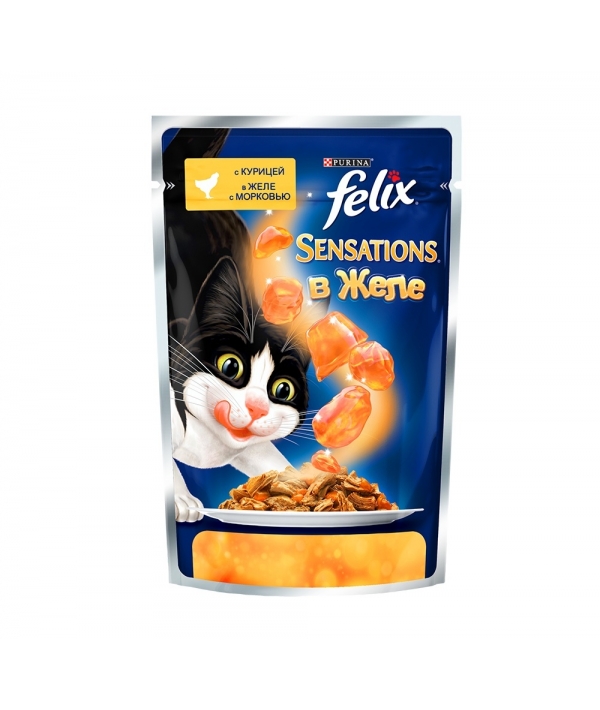 Sensations кусочки в желе для кошек с курицей и морковью 12232832/12318964
