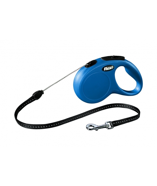 Рулетка – трос для собак до 20кг, 8м, голубая (New Classic M cord blue)