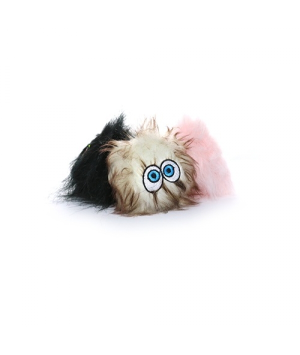 Игрушка – пищалка для собак Пушистый мяч с глазами набор из 3 маленьких мячей, черный, коричневый, розовый (iBall Small Black, Brown & Pink) SS – IB – S – BL – BR – PK