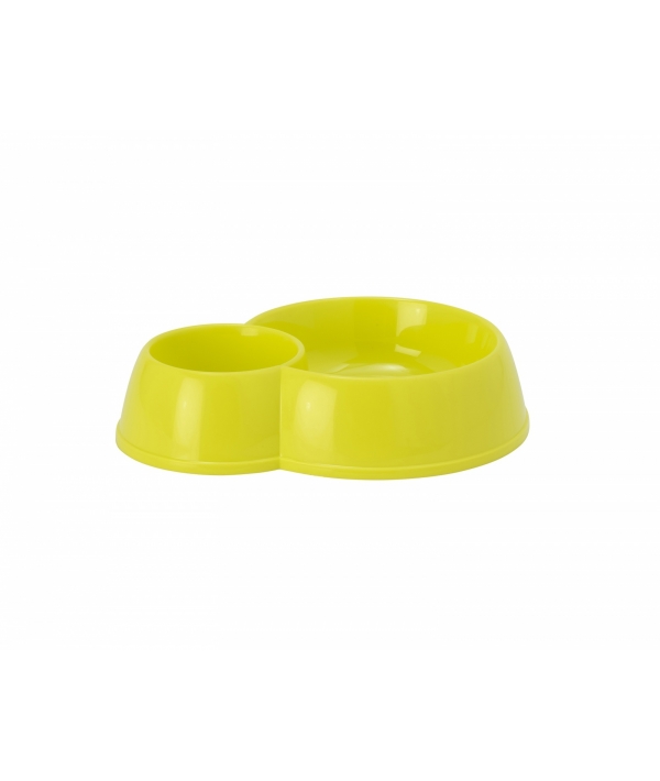 Миска двойная пластиковая Eco duplex, 170+450мл, лимонно – желтый (double feeding bowl cats) MOD – C153 – 329.