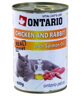 Консервы для кошек: курица и кролик (ONTARIO konzerva Chicken,Rabbit,Salmon Oil 400g) 213 – 2132
