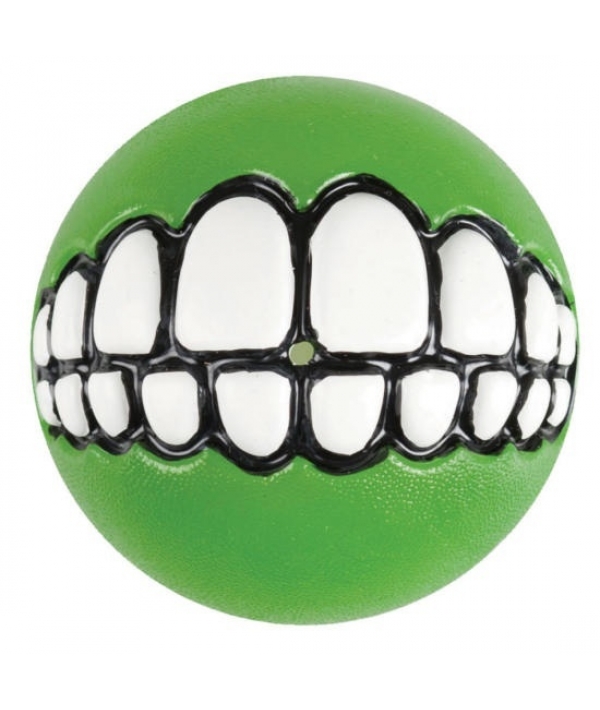 Мяч с принтом зубы и отверстием для лакомств GRINZ большой, лайм (GRINZ BALL LARGE) GR04L
