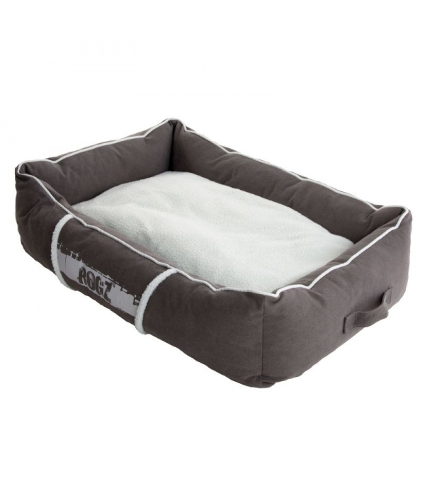 Лежак с бортиком и двусторонней подушкой малый серия "LOUNGE", серый/кремовый (56x35x22см) (LOUNGE POD SMALL) LPS02