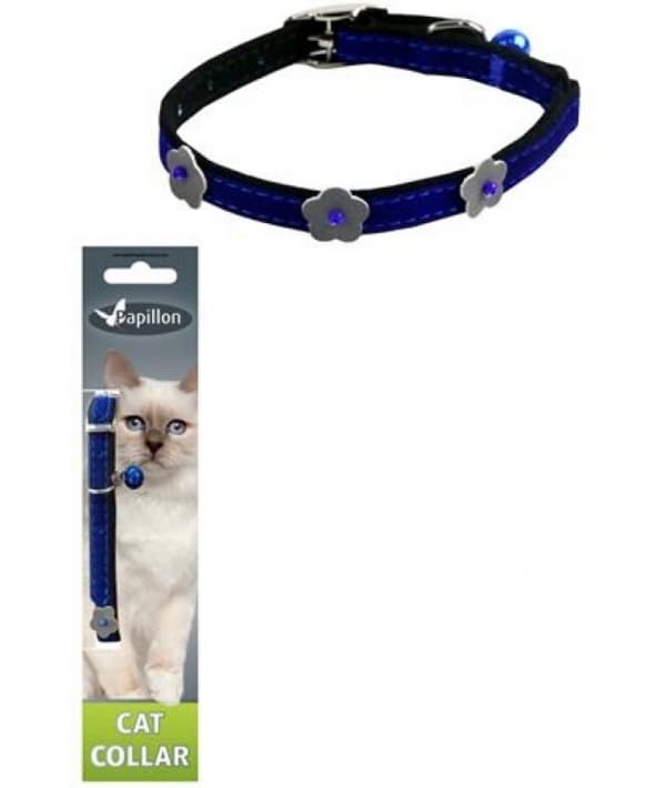 Светоотражающий ошейник для кошек 10мм – 28см, синий (Reflective velvet cat collar 10 mm x 28 cm, colour blue) 270102