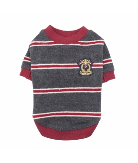 Хлопковая футболка в полоску с логотипом, серый, размер S (длина 21 см) (ELEVE/GREY/S) PAQD – TS1452 – GY – S