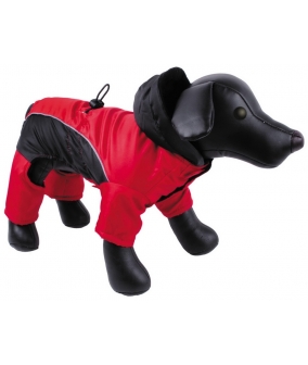 Комбинезон стеганый красный с капюшоном и флисовой подкладкой для собак, 20см, нейлон (5615190)