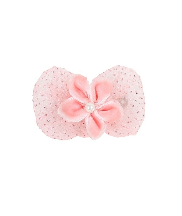 Заколка – бантик с цветком и жемчужинкой, розовый (LAYNA/INDIAN PINK/FR) NAOA – HP7057 – IP – FR
