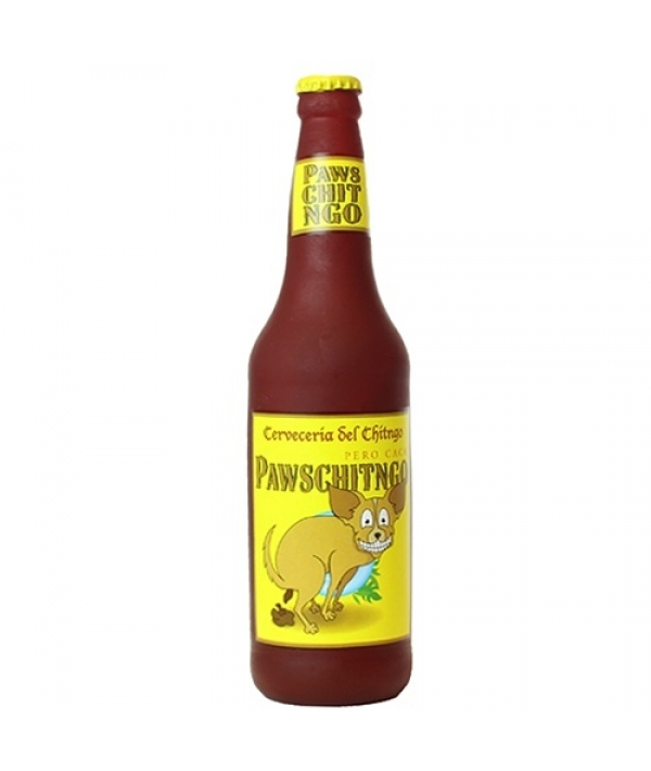 Виниловая игрушка – пищалка для собак Бутылка пива "Оставляя след" (Beer Bottle PawsChitnGo) SS – BB – PS