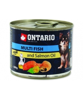 Консервы для собак: рыбное ассорти (ONTARIO Mini – Multi Fish and Salmon oil 200g) 214 – 2021
