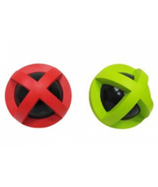 Игрушка для собак "Разноцветный шар" с погремушкой, резина, 9см (Ball red and green) 140054