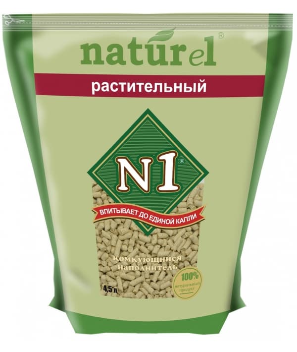 Комкующийся древесный наполнитель Naturel "Растительный" на 4,5л