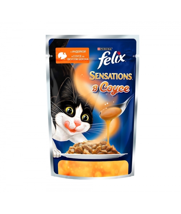 Sensations кусочки в соусе для кошек Индейка с беконом (12261020/12318969)