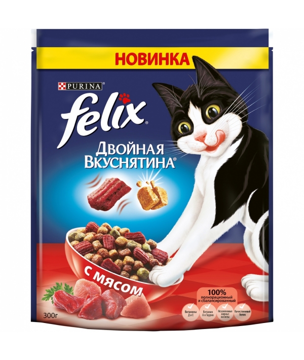 Сухой корм для кошек "Двойная вкуснятина" с мясом 12367742 / 12367743