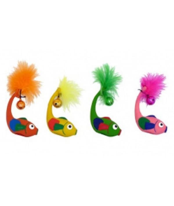 Игрушка "Рыбка с бубенцом", латекс, 11см (Latex fish with bell in assorted colours) 240002